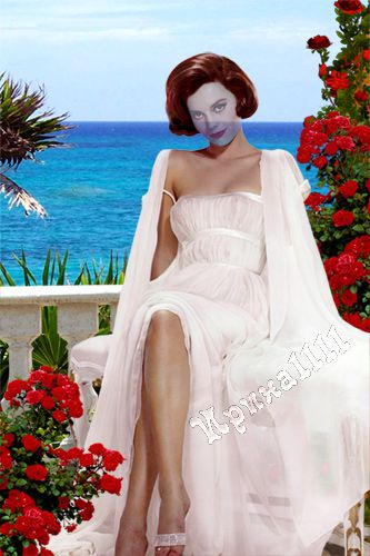 Woman template for Photoshop - On the terrace