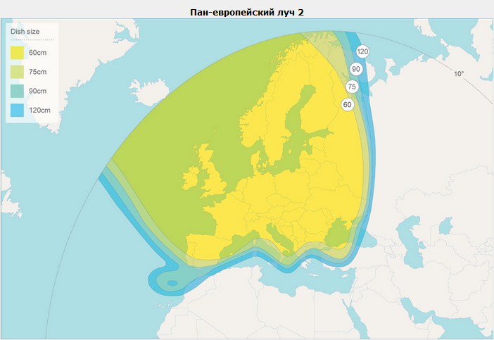 Карта покрытия тв спутников