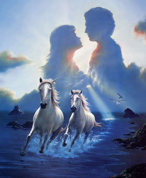 Вышивка крестом пара лошадей