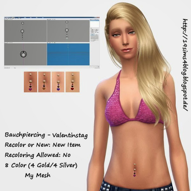 Женские аксессуары для Sims 4. Belly Piercings by MichaelaP. 
