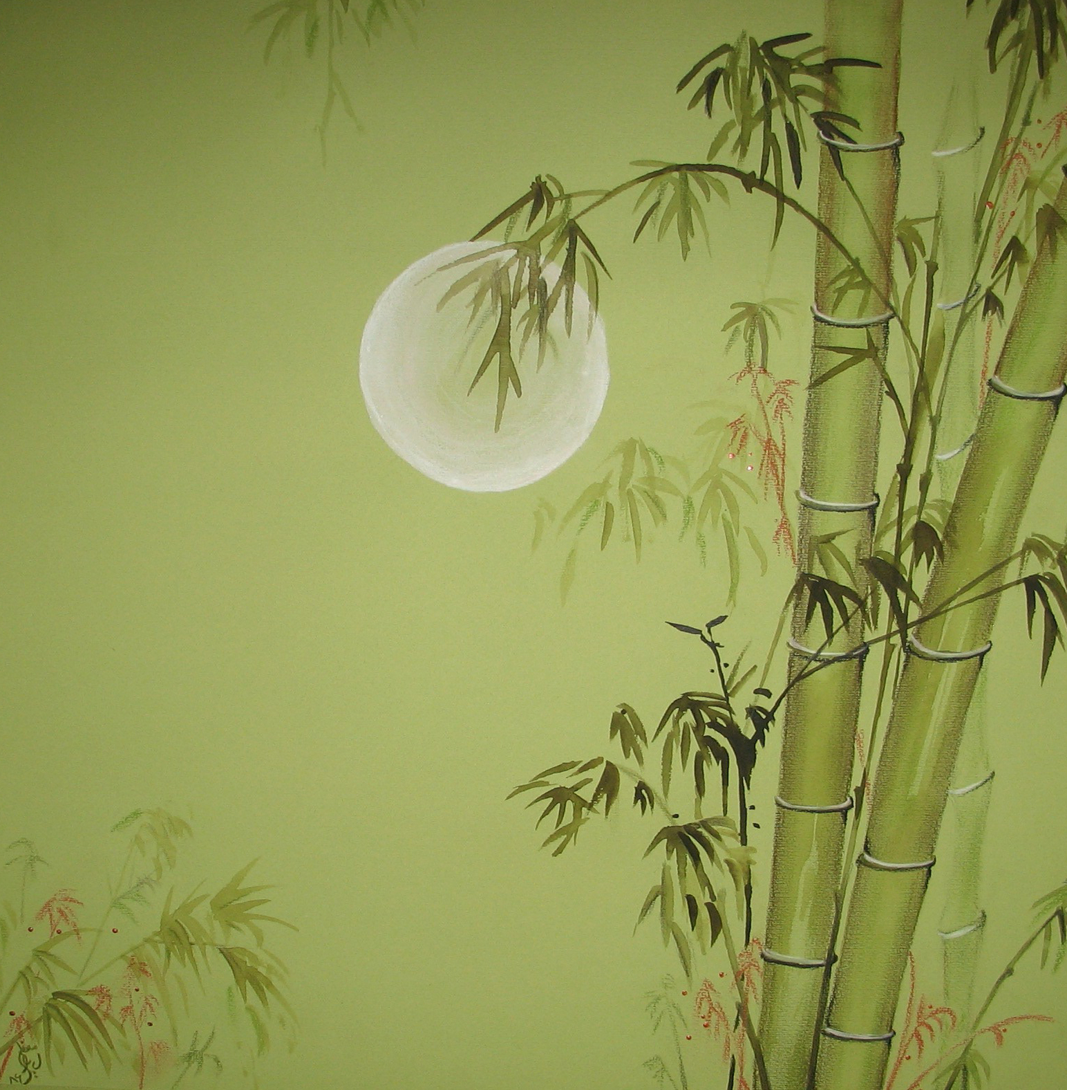 Японская живопись бамбук