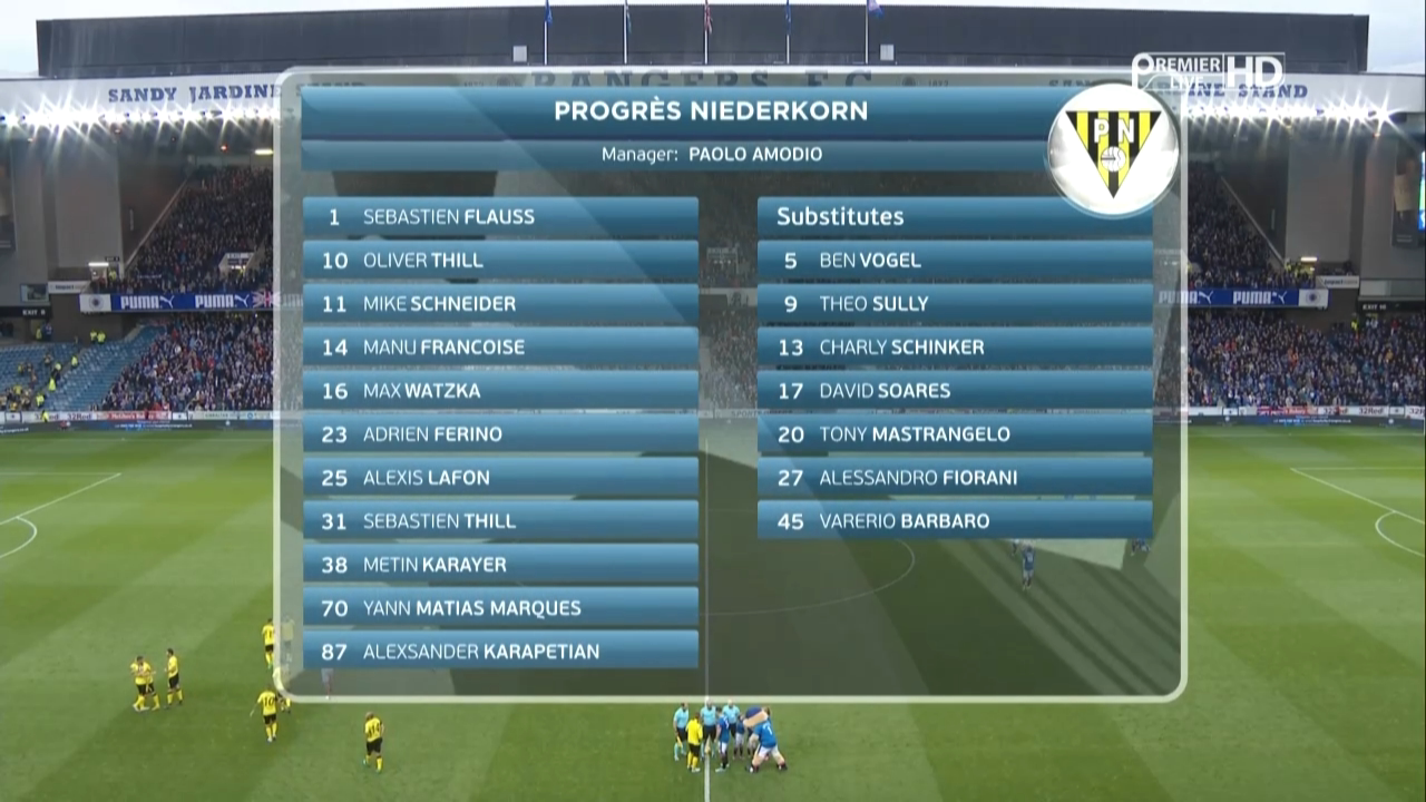 Лига Европы 2017-2018  1-й квалификационный раунд  Первый матч  Рейнджерс (Шотландия) - Прогресс Нидеркорн (Люксембург)  Premier Sports HD.mkv_20170701_2.png