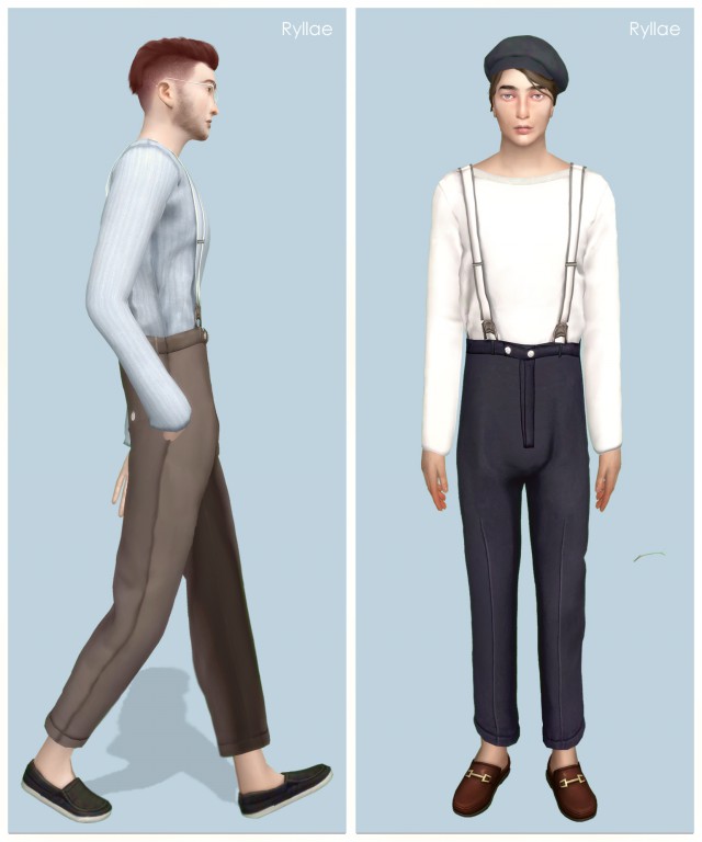 Sims 4 Ryllae Блуза с рукавами и без + мужской костюм Zipped Up Blouse & Nerdy ...