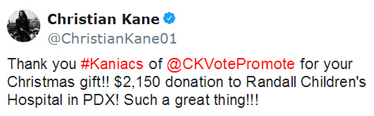 21.02.18 Christian Kane в Твиттере  «Thank you  Kaniacs of  CKVotePromote for your Christmas gift.jpg