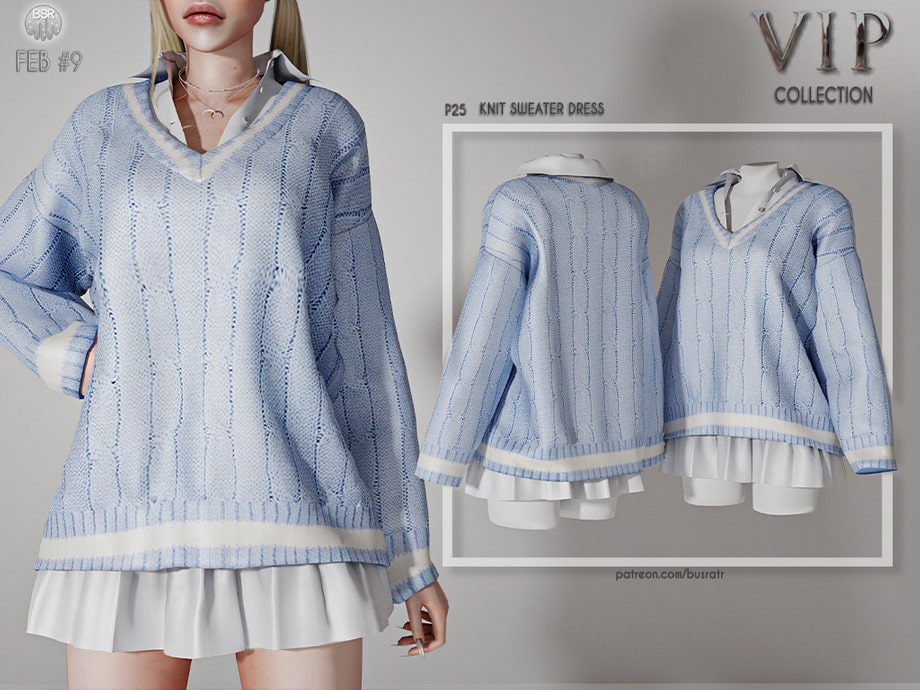 Свитер Knit Sweater Dress P25  от busra-tr для Симс 4