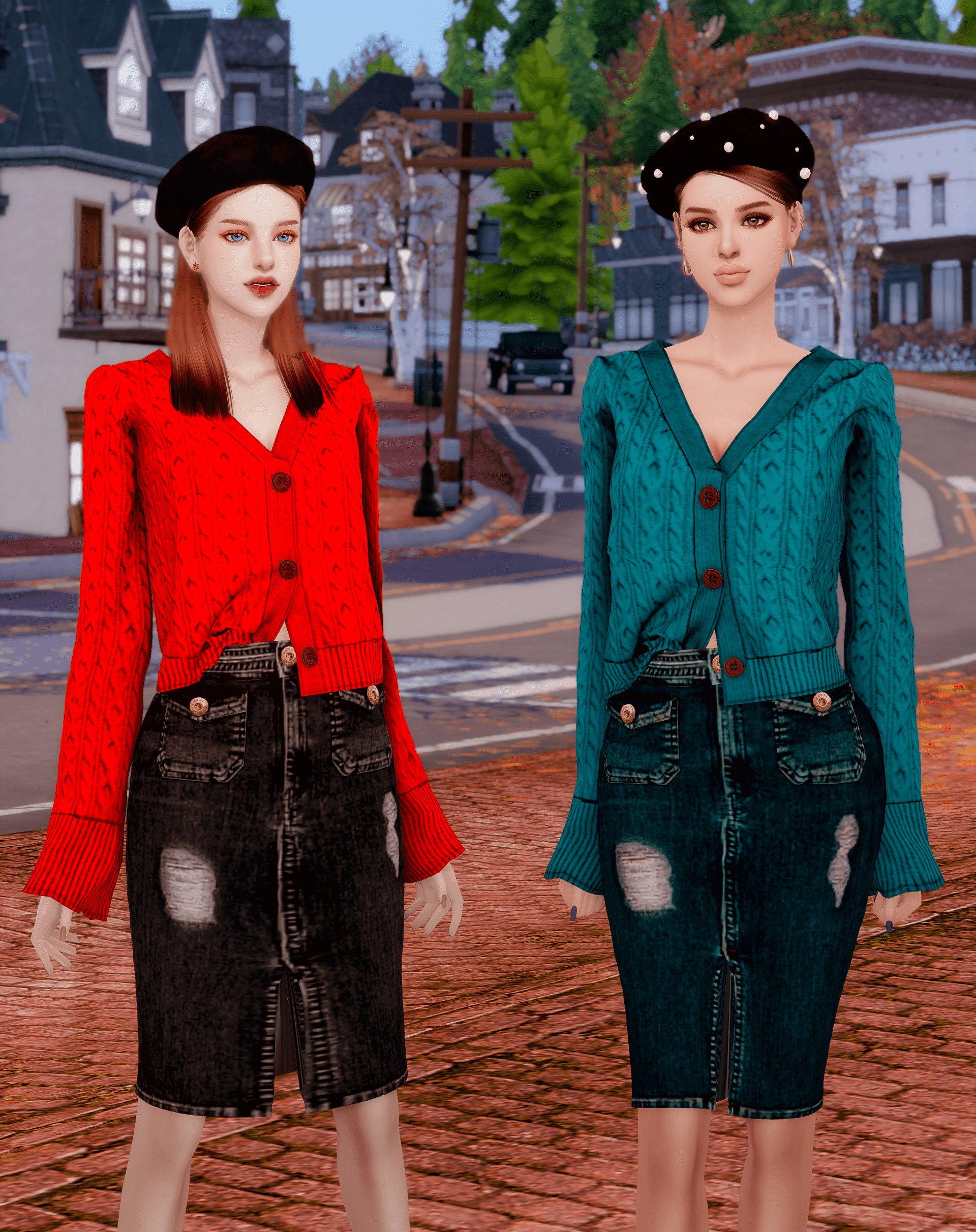 Свитер и юбка Autumn Sweater & Skirt от RIMINGS для Симс 4