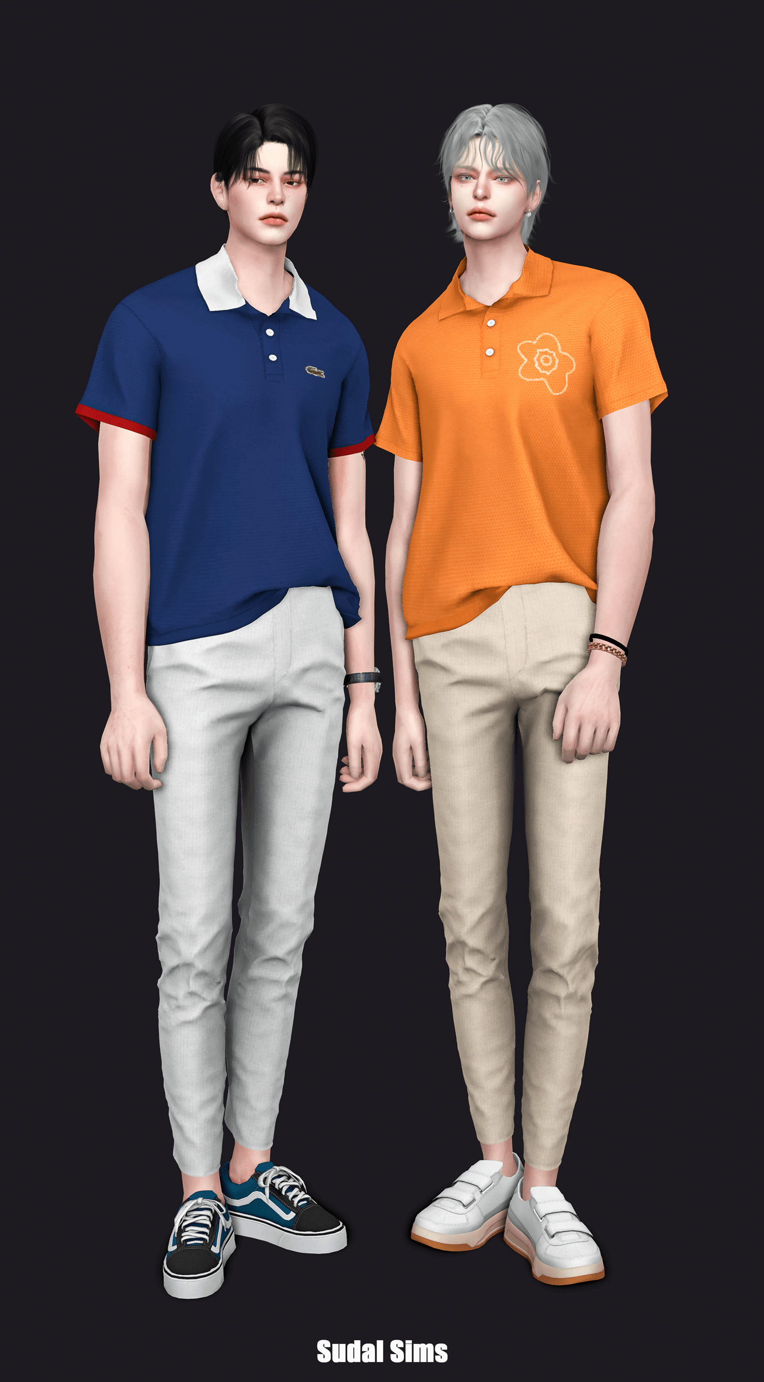 Мужская одежда Collar T-shirt & Simple pant от sudal для Симс 4