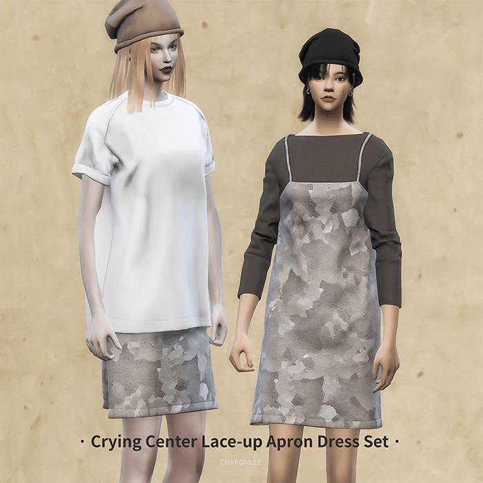 Платье Crying Center Lace-up Apron Dress Set от Charonlee для Симс 4