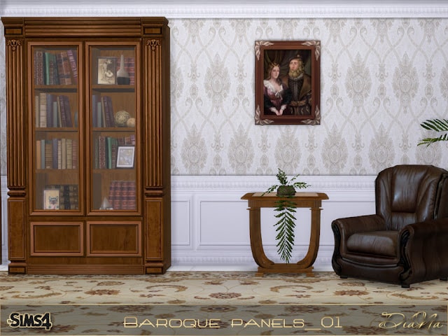 Панельные обои BAROQUE PANELS 01 от dianasims4 для Симс 4