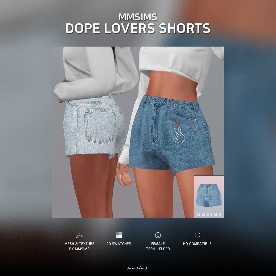 Шорты Dope Lovers Shorts от MMSIMS для Симс 4