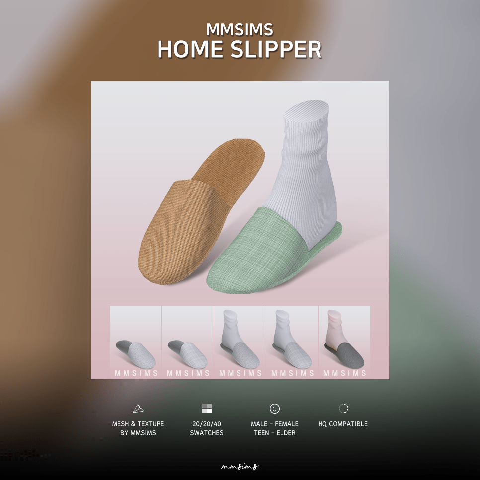 Тапочки Home Slipper Set от MMSIMS для Симс 4