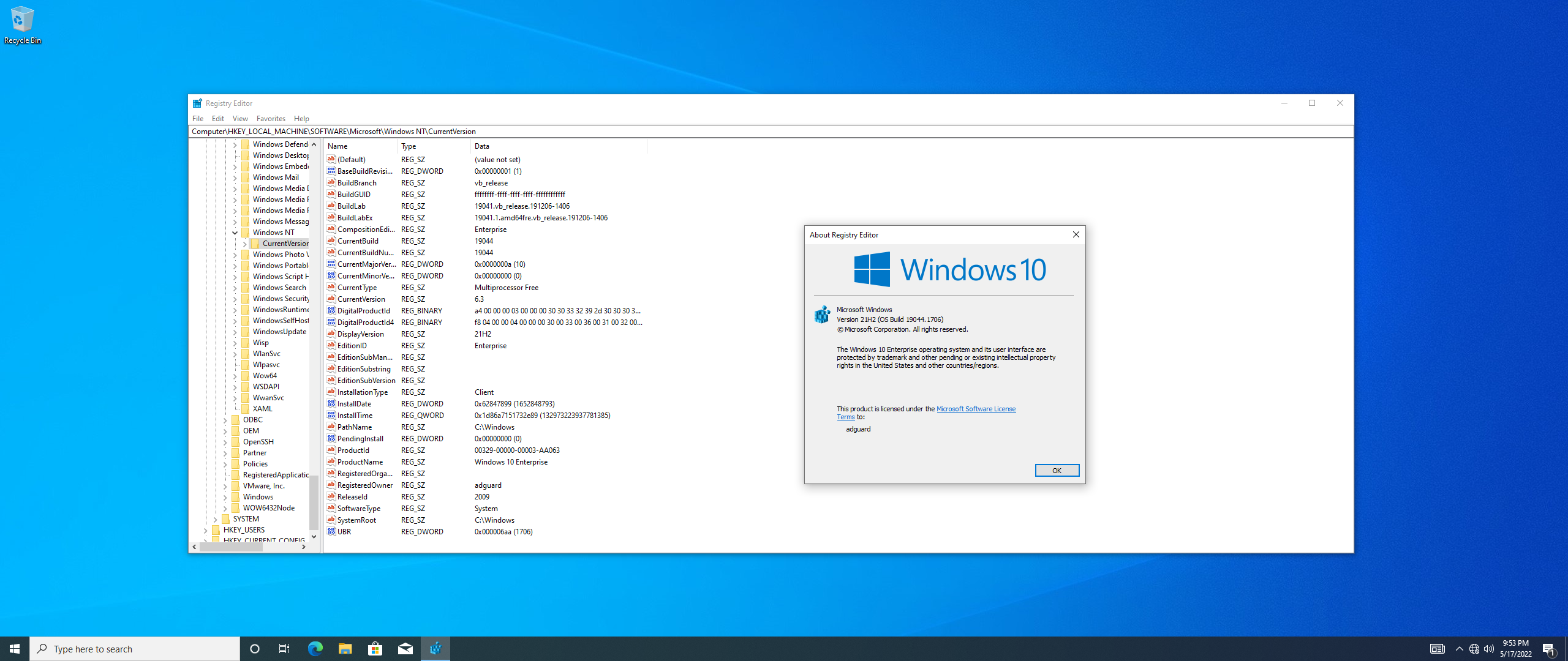 Microsoft Windows 10.0.19044.1706, Version 21H2 (Updated May 2022)  - Оригинальные образы от Microsoft MSDN [En]