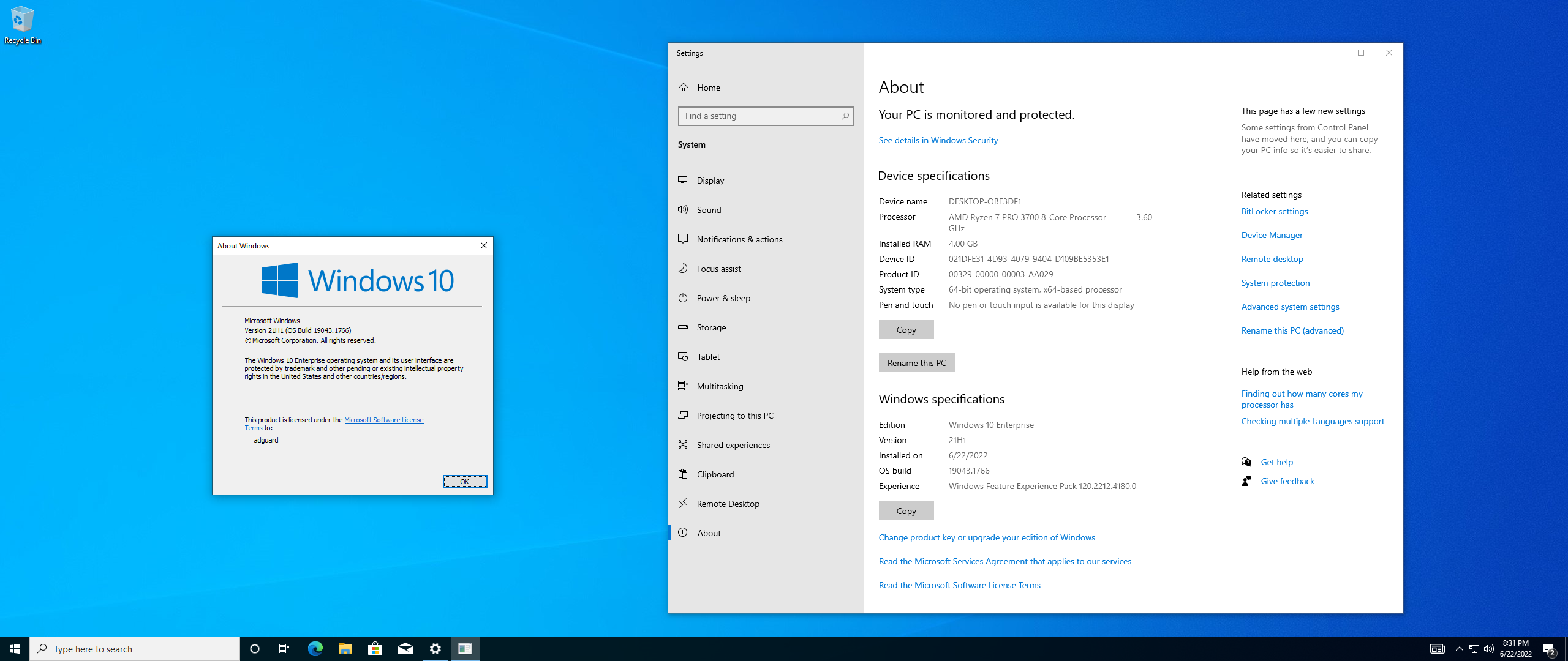 Microsoft Windows 10.0.19043.1766, Version 21H1 (Updated June 2022) - Оригинальные образы от Microsoft MSDN [En]
