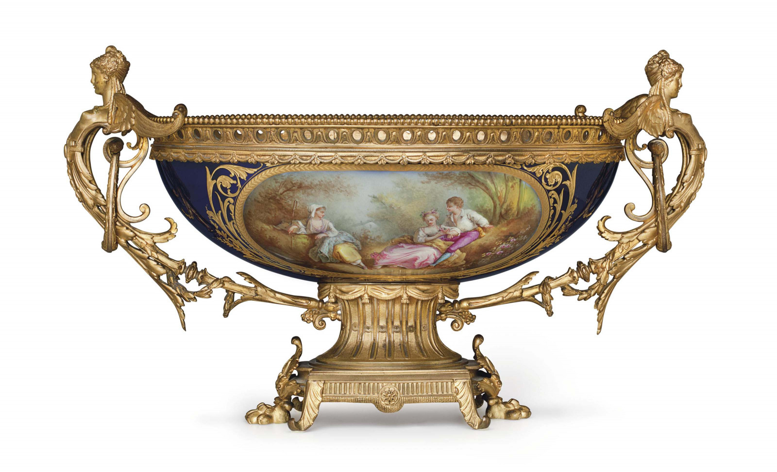 AN ORMOLU-MOUNTED SEVRES STYLE PORCELAIN COBALT-BLUE GROUND CENTERBOWL.jpg