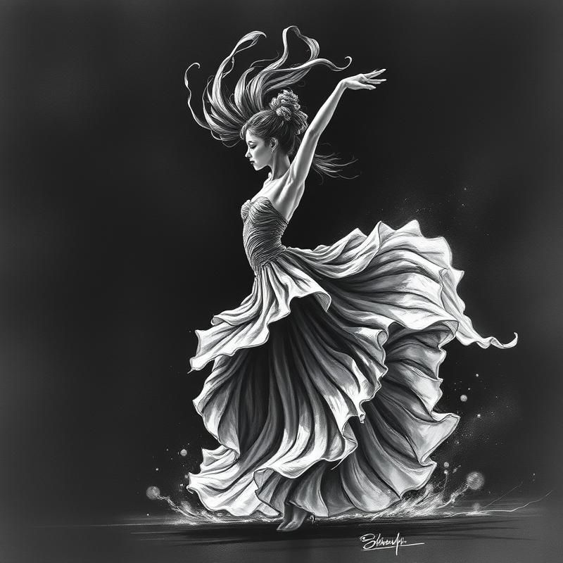 charcoal drawing style AI art