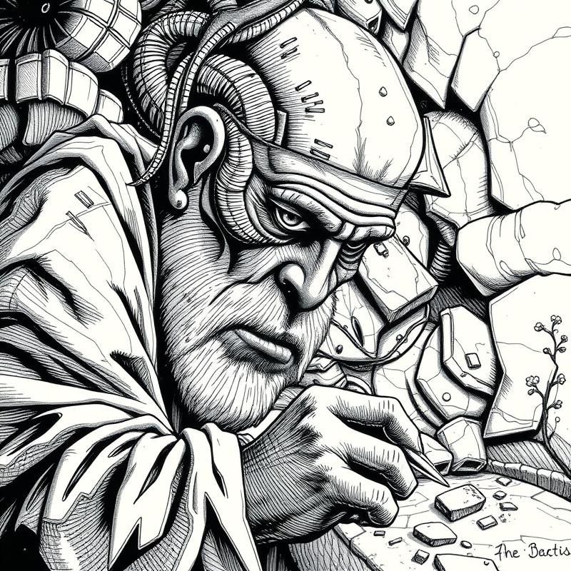 cross-hatching style AI art