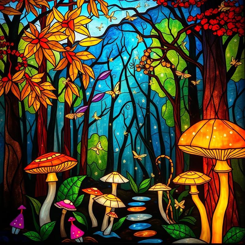 stained glass style AI art