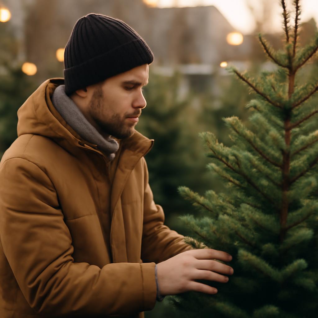 Выбор живой елки на рынке перед Новым годом