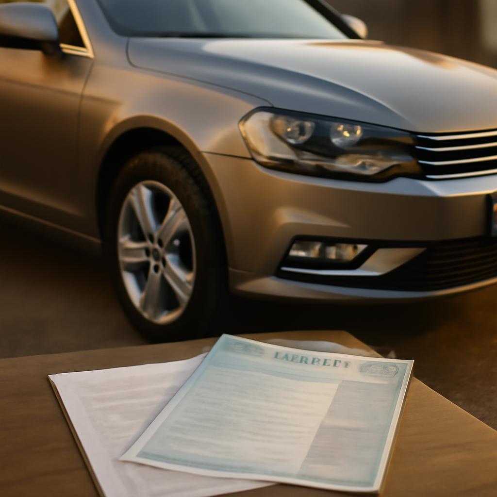 Автомобиль на фоне документов с электронным ПТС при продаже