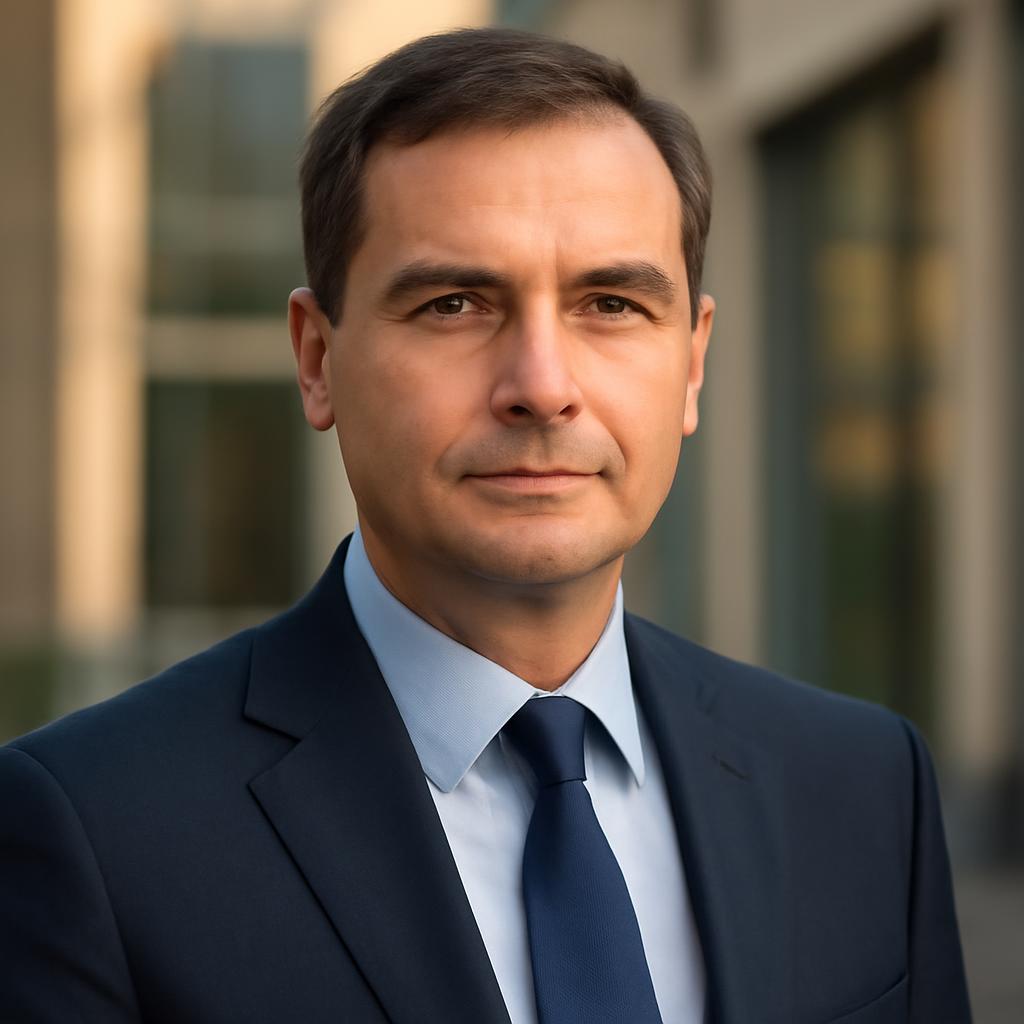 Дмитрий Ковалёв — портрет автора статьи, профессиональное фото мужчины средних лет в деловом костюме на фоне офиса