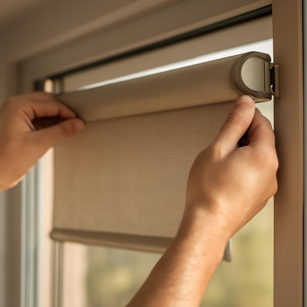 Монтаж рулонных штор на алюминиевое окно