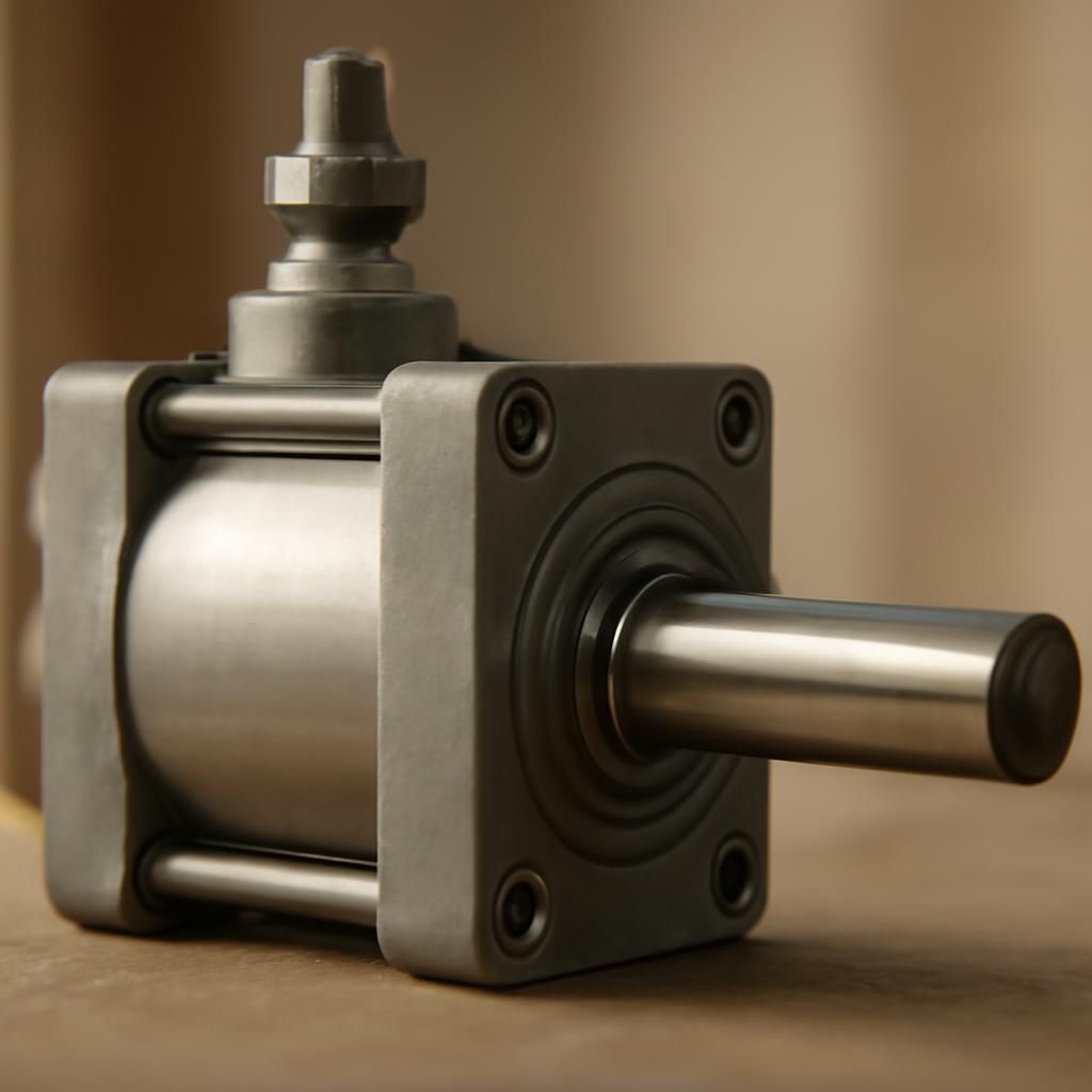 Схема устройства воздушного цилиндра с поршнем и штоком