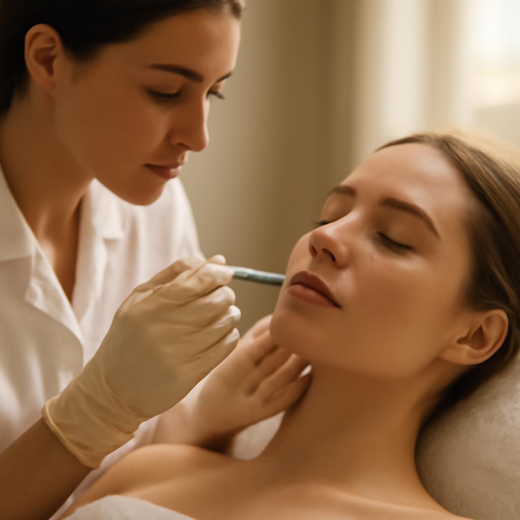 Косметолог проводит процедуру мезотерапии с инъекциями препарата