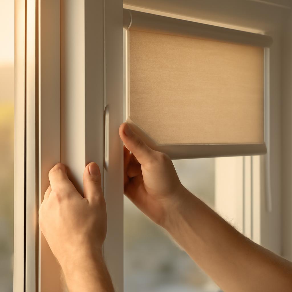 Установка рулонных жалюзи на пластиковое окно с направляющими