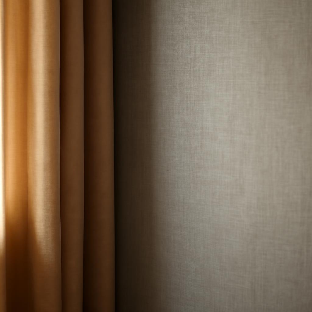 Сочетание серых обоев с бежевыми шторами в интерьере