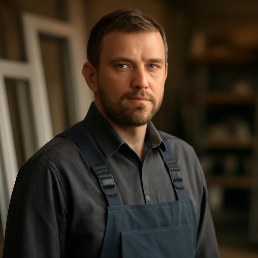 Виктор Лебедев — портрет специалиста по оконным системам в рабочем окружении