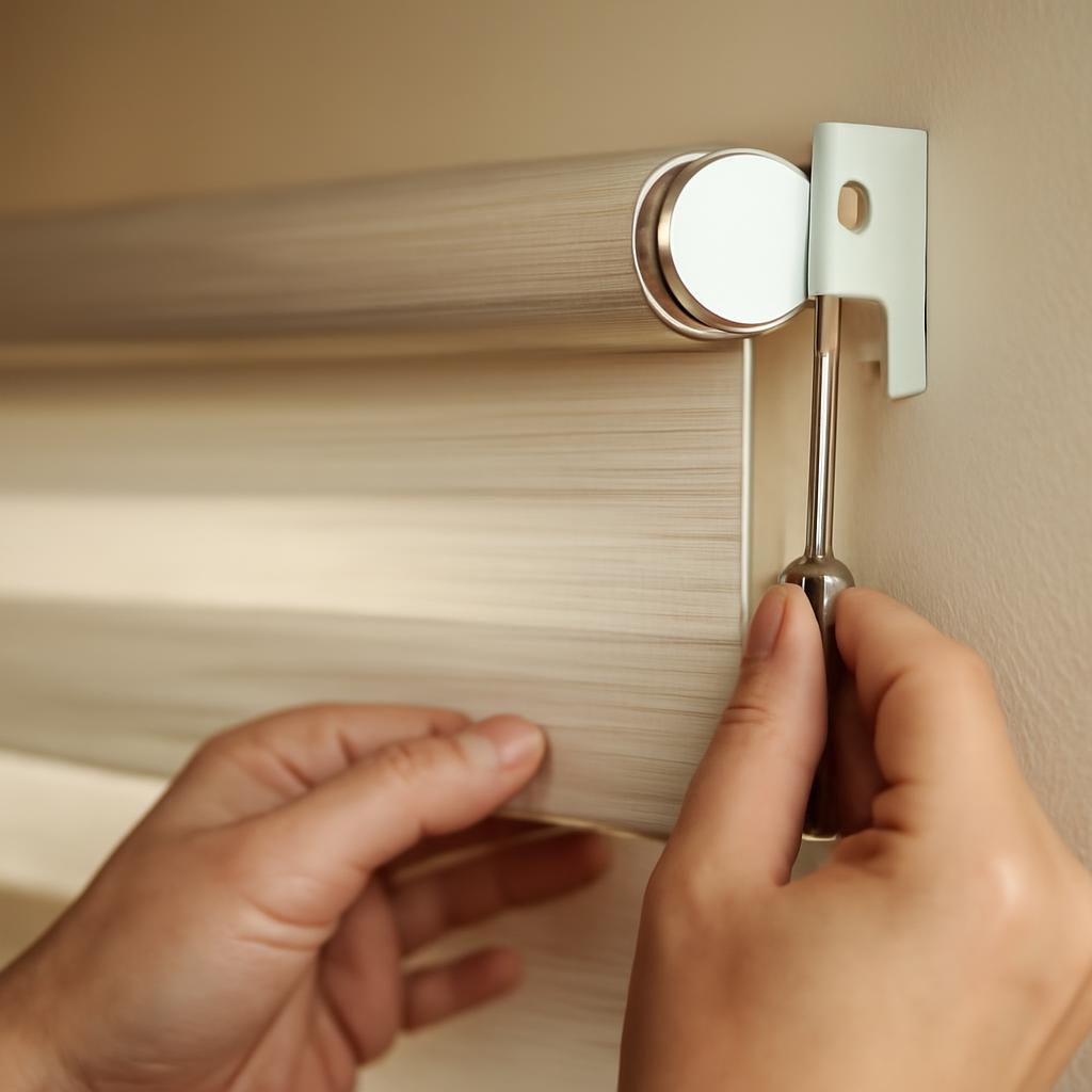 Сборка механизма рулонной шторы день-ночь с креплением ткани