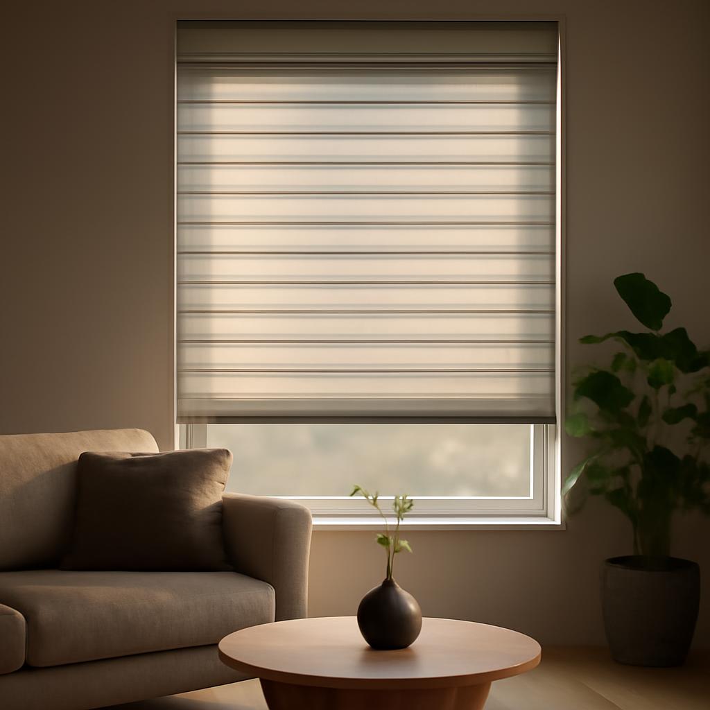 Электрические жалюзи в современной гостиной