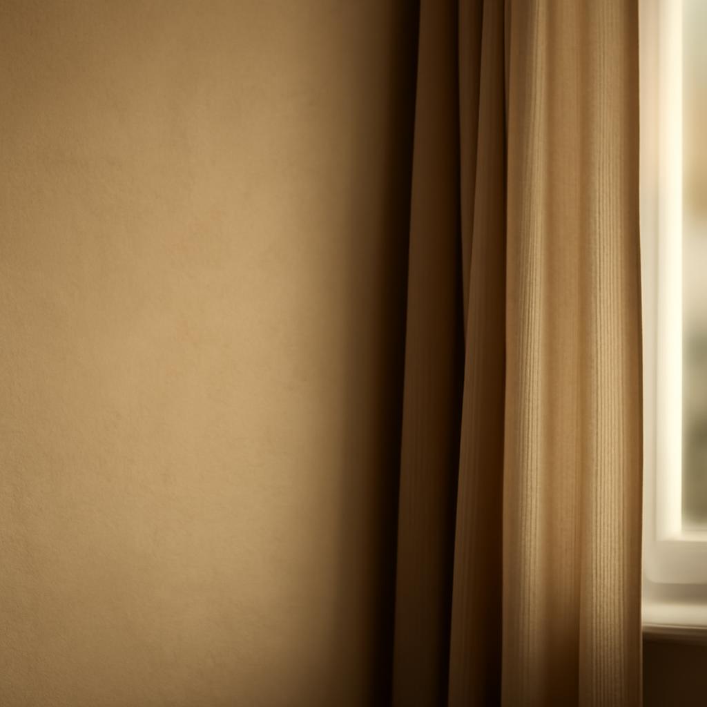 Бежевые стены в интерьере с подходящими шторами