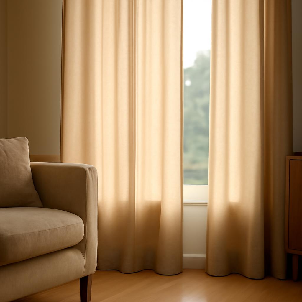 Примеры ширины штор в гостиной, спальне и кухне