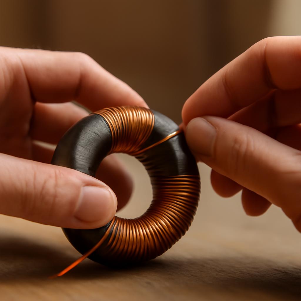 Процесс намотки провода на тороидальный сердечник