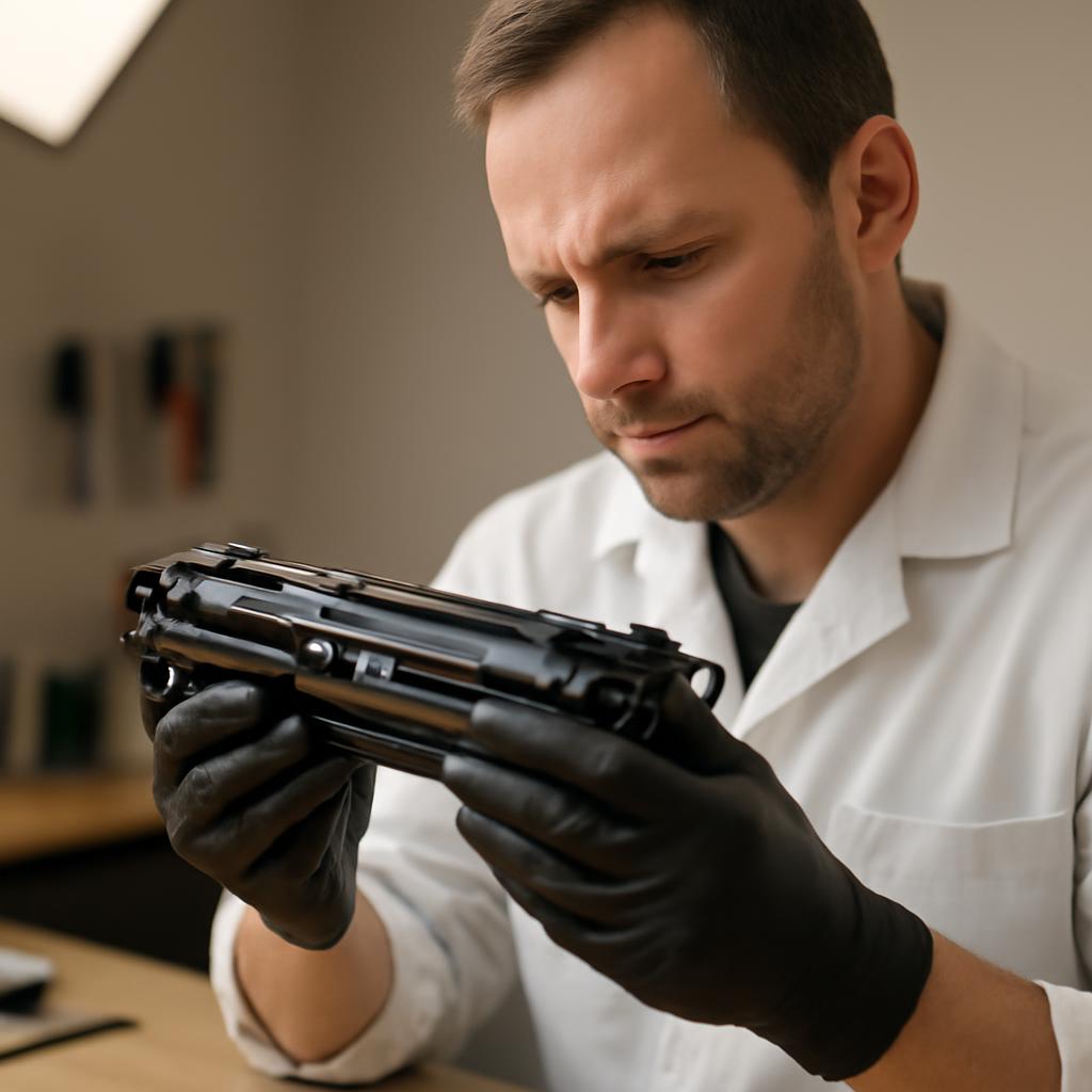 Эксперт проверяет картридж P1102 перед установкой