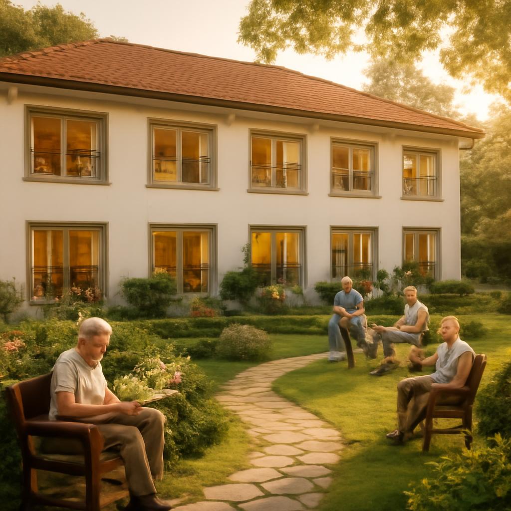 Уютный пансионат для престарелых с зелёным садом и комфортными комнатами