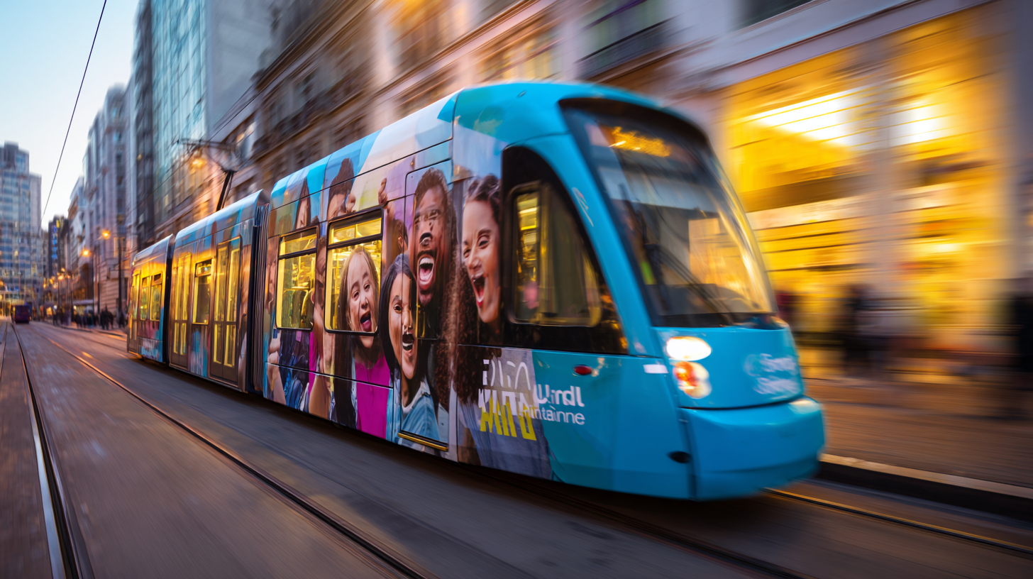 Пример дизайна рекламного макета для трамвая
