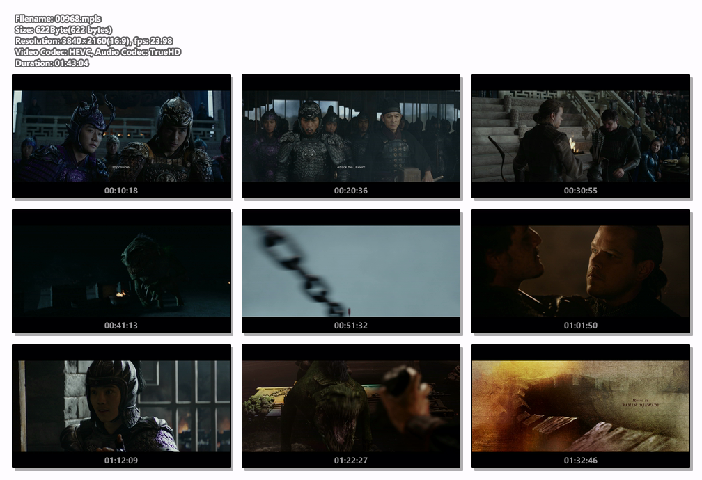 The Great Wall 2016 COMPLETE UHD BLURAY-TERMiNAL screenshots