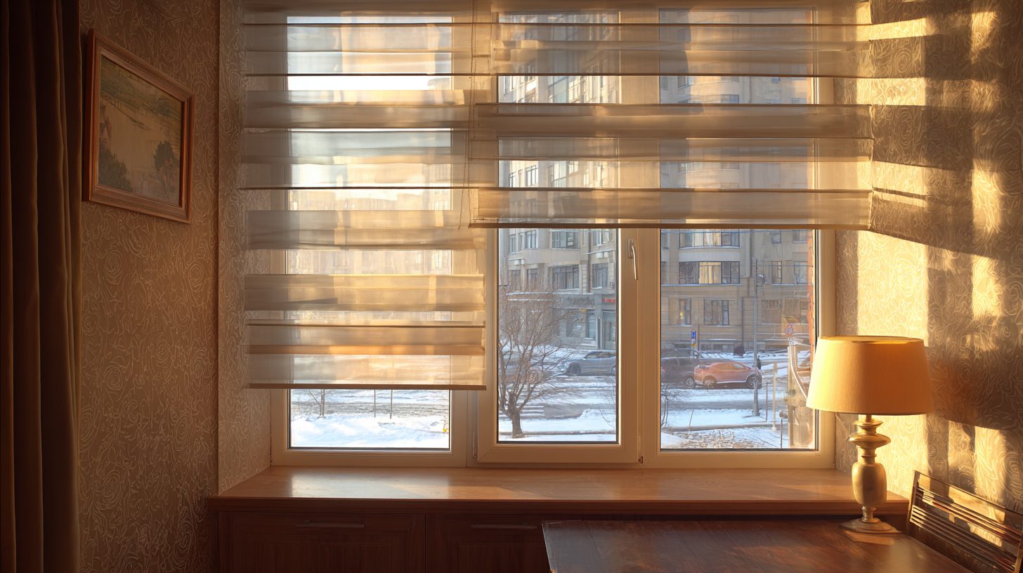 Рулонные шторы Зебра на окне в российской квартире