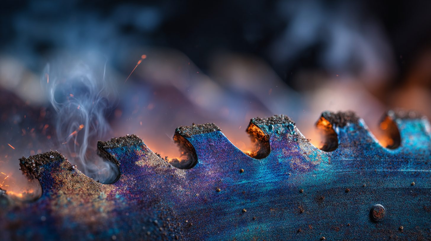 Корончатое сверло с признаками перегрева на металлической заготовке