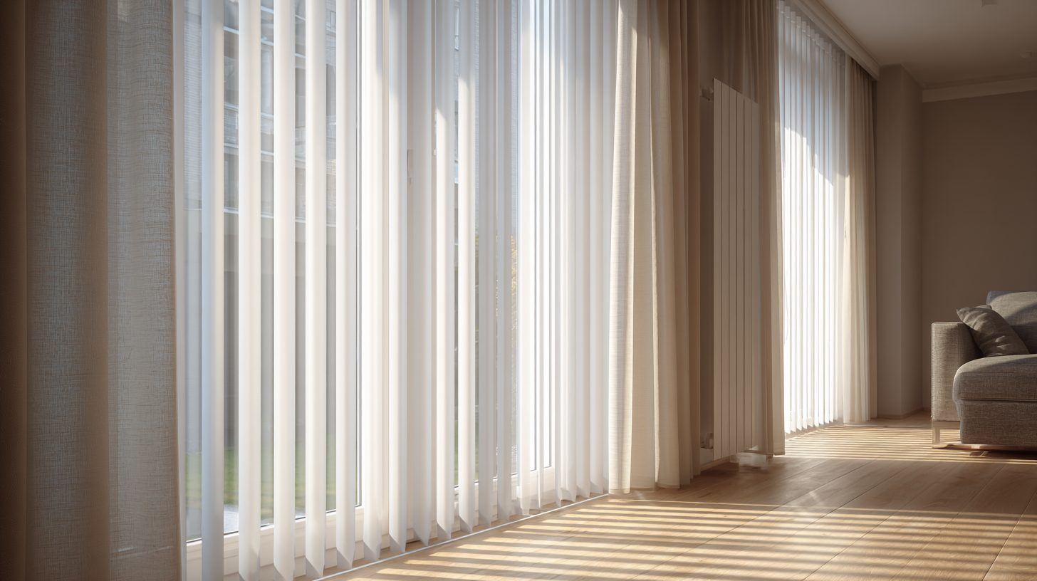 Жалюзи на пластиковом окне в интерьере