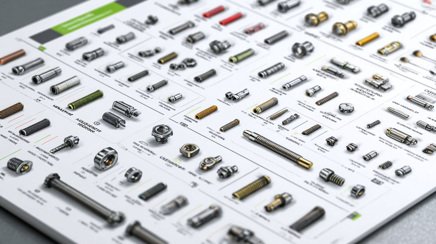 Различные типы болтов в каталоге с указанием параметров