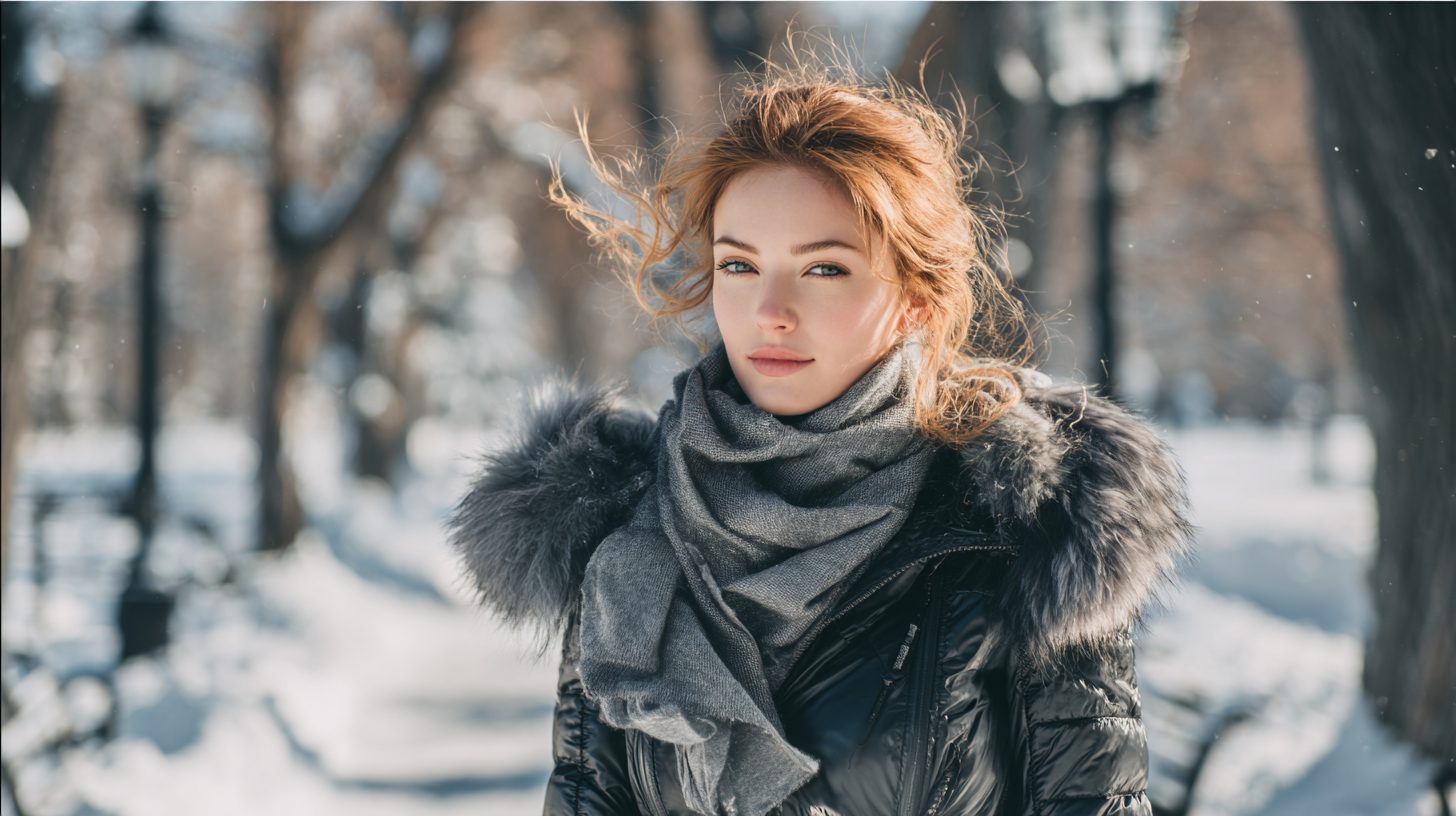 Зимний образ с палантином из кашемира и пуховиком