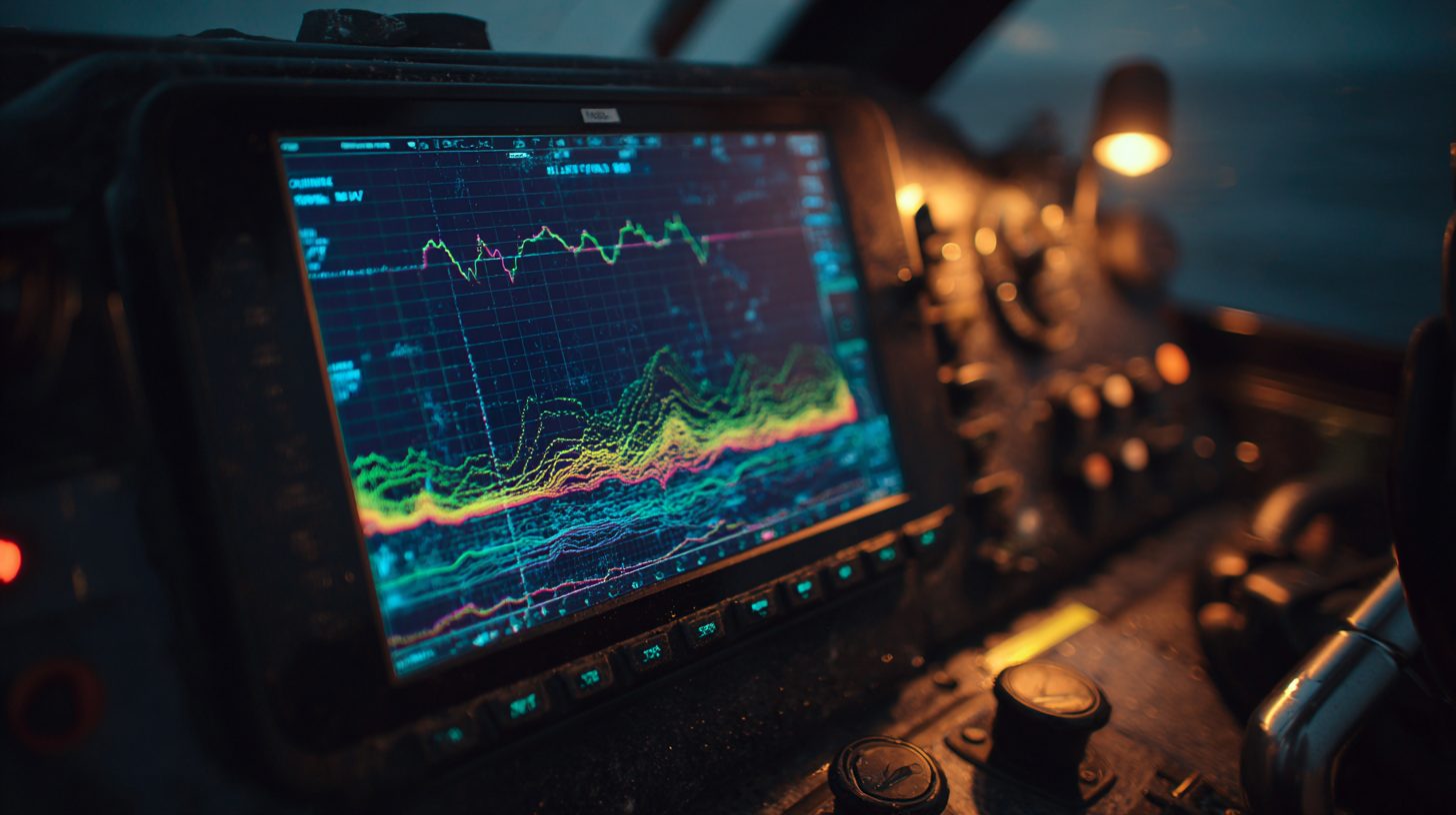 Экран эхолота с изображением дна и рыбы
