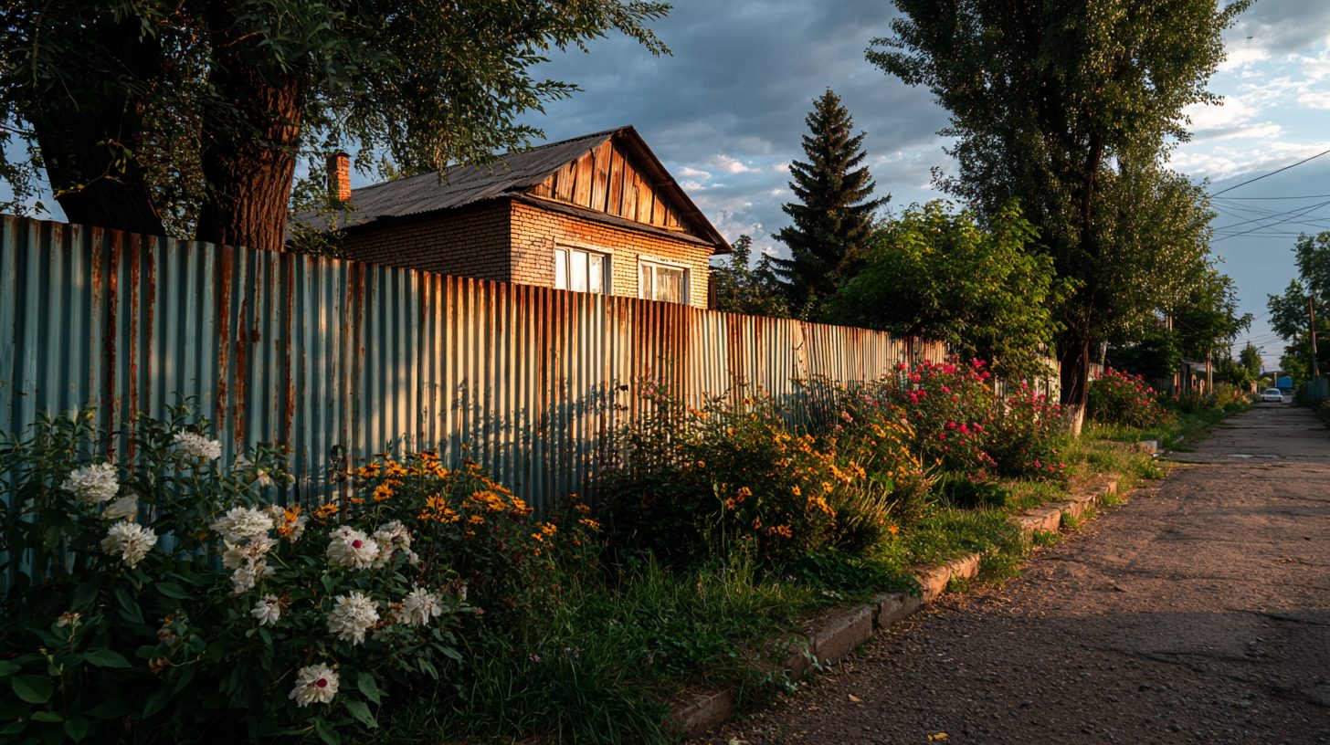 Забор из профнастила на частном участке в Самаре