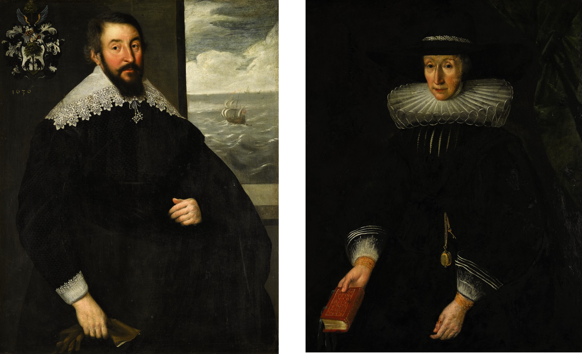8 Attributed to Edward Bower Portrait of James Hugessen (d. 1646); and Portrait of his wife, Jane Adrian.jpg