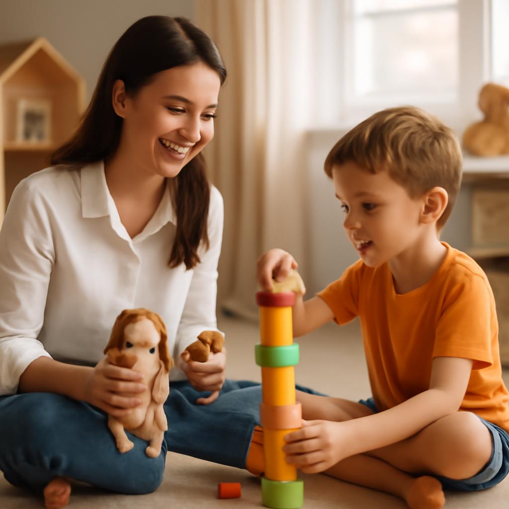 Специалист проводит сессию с ребенком в игровой форме