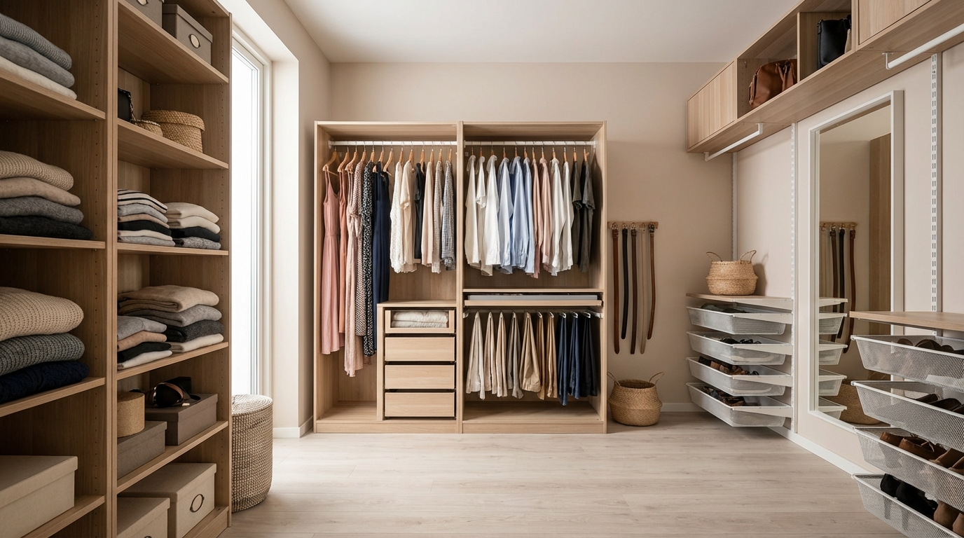 Различные системы хранения для гардеробной