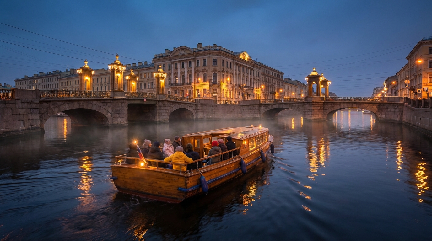 Вечерняя водная экскурсия по каналам Санкт-Петербурга с подсветкой